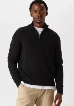 zwarte tommy hilfiger trui pima org ctn cashmere zip mock
