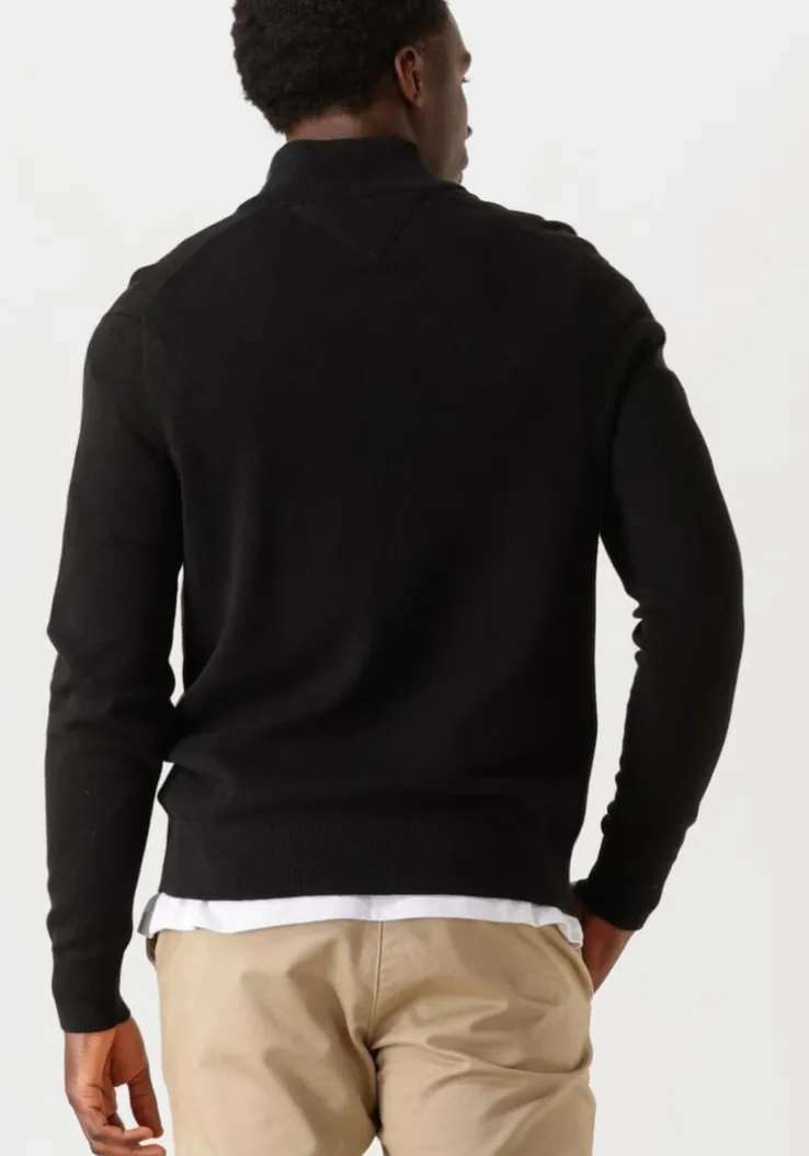 zwarte tommy hilfiger trui pima org ctn cashmere zip mock