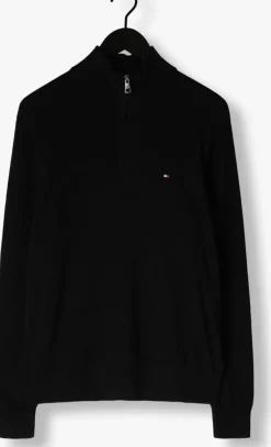 zwarte tommy hilfiger trui pima org ctn cashmere zip mock