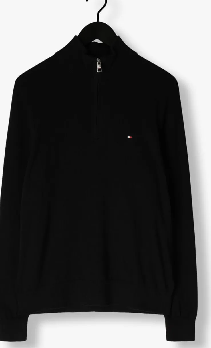 zwarte tommy hilfiger trui pima org ctn cashmere zip mock