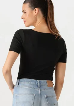 zwarte tommy hilfiger t-shirt slim 5x2 rib c-nk ss