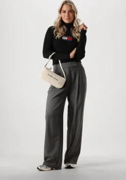 zwarte tommy jeans coltrui tjw melange trtlnck flag sweater