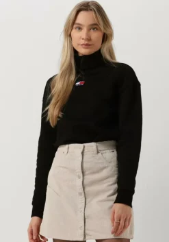zwarte tommy jeans coltrui heavyweight knits col