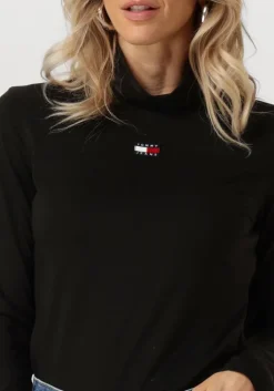 zwarte tommy jeans coltrui tjw slim badge mockneck