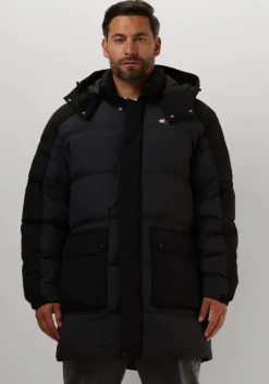 zwarte tommy jeans gewatteerde jas tjm two tone parka