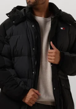 zwarte tommy jeans gewatteerde jas tjm two tone parka