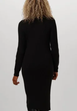zwarte tommy jeans midi jurk tjw mockneck badge sweater dress