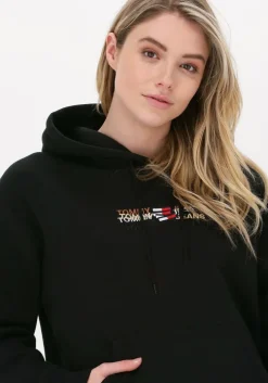 zwarte tommy jeans sweater tjw rlxd linear overlay hoodie