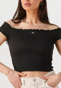 zwarte tommy jeans top tjw crp smock top
