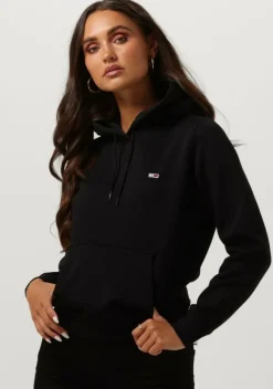 zwarte tommy jeans trui tjw regular fleece hoodie