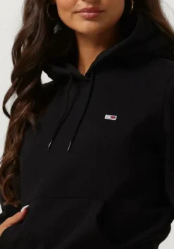 zwarte tommy jeans trui tjw regular fleece hoodie