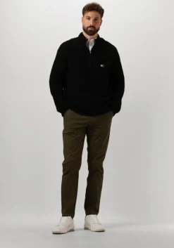 zwarte tommy jeans trui tjm reg 1/4 zip raglan badge