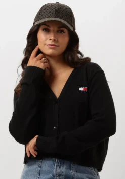 zwarte tommy jeans trui tjw essential badge cardigan