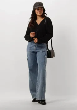 zwarte tommy jeans trui tjw essential badge cardigan