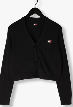 zwarte tommy jeans trui tjw essential badge cardigan