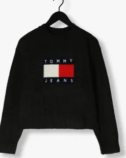 zwarte tommy jeans trui tjw melange flag sweater