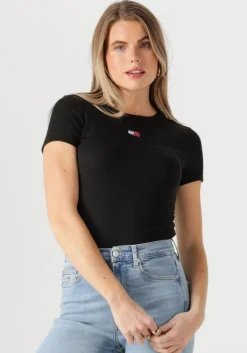 zwarte tommy jeans t-shirt twj slim badge rib tee