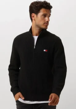 zwarte tommy jeans vest tjm slim xs badge zip thru