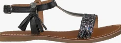 zwarte ton & ton platte sandalen il112