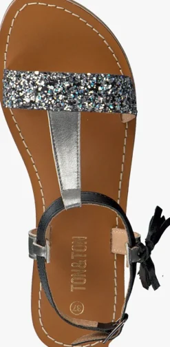 zwarte ton & ton platte sandalen il112