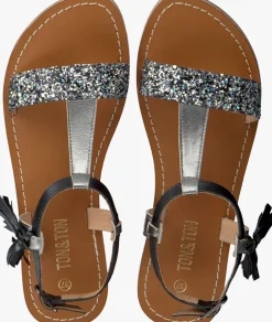 zwarte ton & ton platte sandalen il112