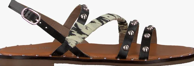 zwarte ton & ton platte sandalen sh709
