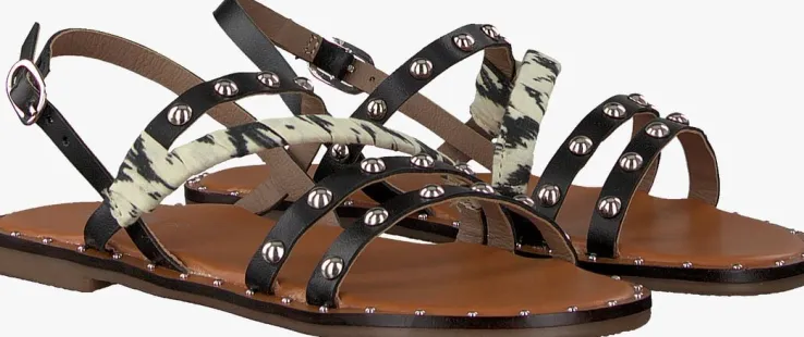 zwarte ton & ton platte sandalen sh709