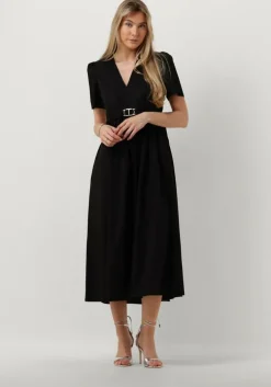 zwarte twinset milano midi jurk woven dress