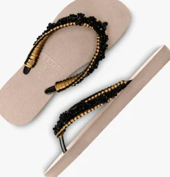 zwarte uzurii teenslippers macrame lizzy