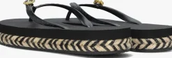 zwarte uzurii teenslippers raffia switch