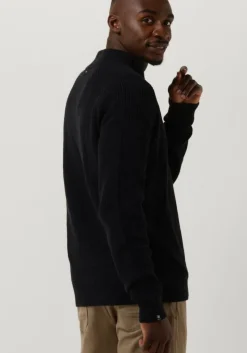 zwarte vanguard trui half zip collar cotton mouline
