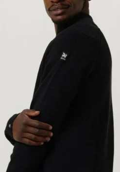 zwarte vanguard trui half zip collar cotton mouline