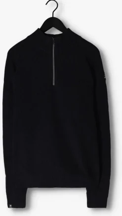 zwarte vanguard trui half zip collar cotton mouline