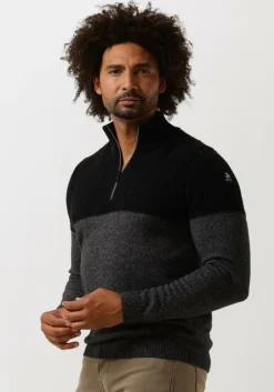 zwarte vanguard trui half zip collar cotton grindle