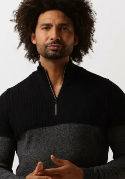 zwarte vanguard trui half zip collar cotton grindle