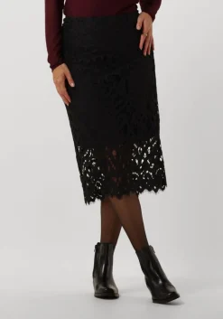 zwarte vanilia midirok lace pencil skirt