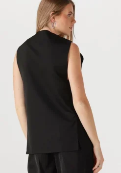 zwarte withblack gilet wblselma linen waistcoat