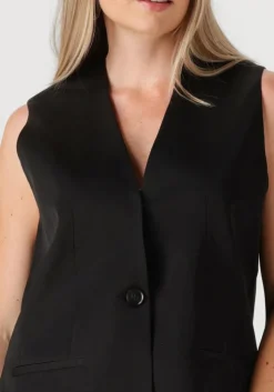 zwarte withblack gilet wblselma linen waistcoat