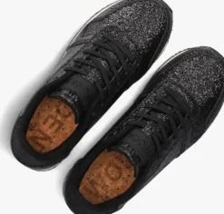 zwarte woden lage sneakers ydun icon glitter