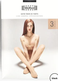zwarte wolford panty's satin touch 20 tights 3 pack