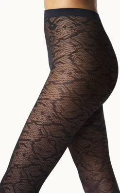 zwarte wolford panty's snake jacquard thights