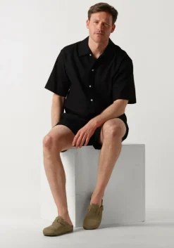 zwarte woodbird casual overhemd wbbanks linen shirt