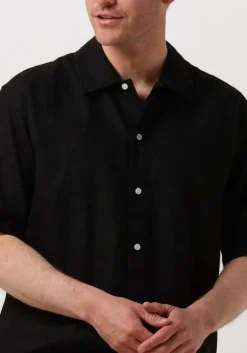 zwarte woodbird casual overhemd wbbanks linen shirt