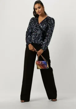 zwarte y.a.s. blouses yaskillo sequin ls wrap top