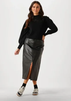 zwarte y.a.s. maxirok yasmina hw leather long skirt