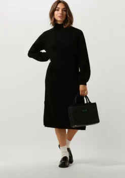 zwarte y.a.s. midi jurk yasbalis ls funnel knit dress