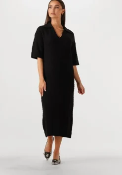 zwarte y.a.s. midi jurk yascibyl 2/4 long knit dress