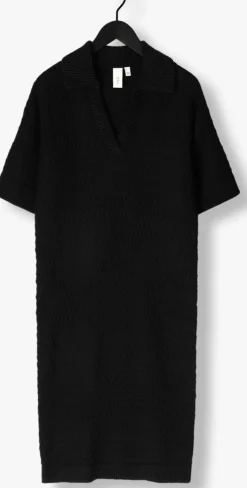 zwarte y.a.s. midi jurk yascibyl 2/4 long knit dress