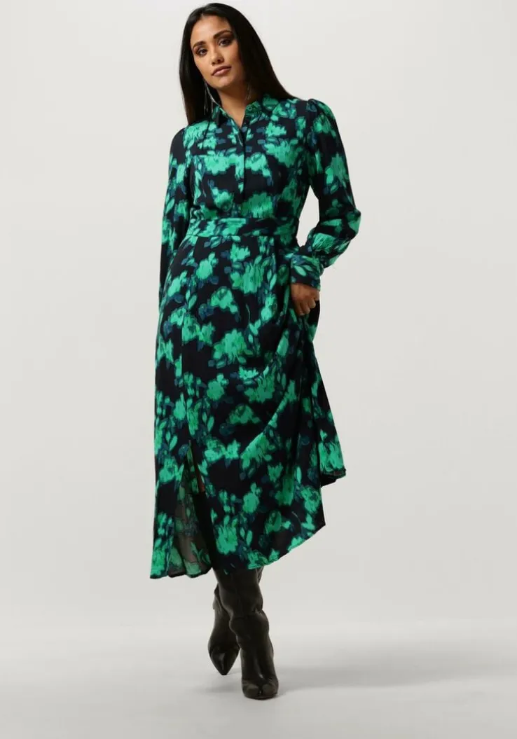 zwarte y.a.s. midi jurk yasflair ls long shirt dress s.