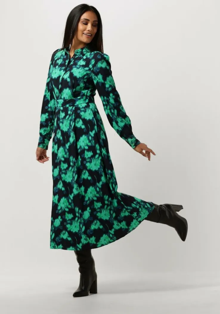zwarte y.a.s. midi jurk yasflair ls long shirt dress s.